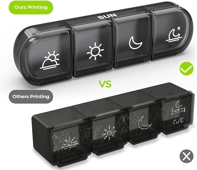 2 Pack Weekly Pill Organizer 4 Times a Day, Portable Travel Daily Pill Box 7 Day, 2 Week Medicine Holder Case for Fish Oil, Vitamin, Supplement