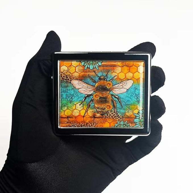 Western Bumblebee 7 Days Chromed Shiny Silver Pill Organizer with Mirror Inside Has 8 Separate Compartments Rectangle 7 Days Pill Box Pill Case