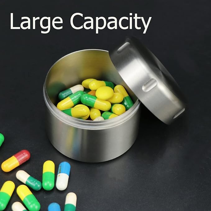 Titanium Pill Container Large, Portable Pill Case Waterproof Heat Resistant, Compact EDC Camping Pill Box, Emergency Pill Carrier, Travel Pill Holder Discreet Daily Medicine Caddy