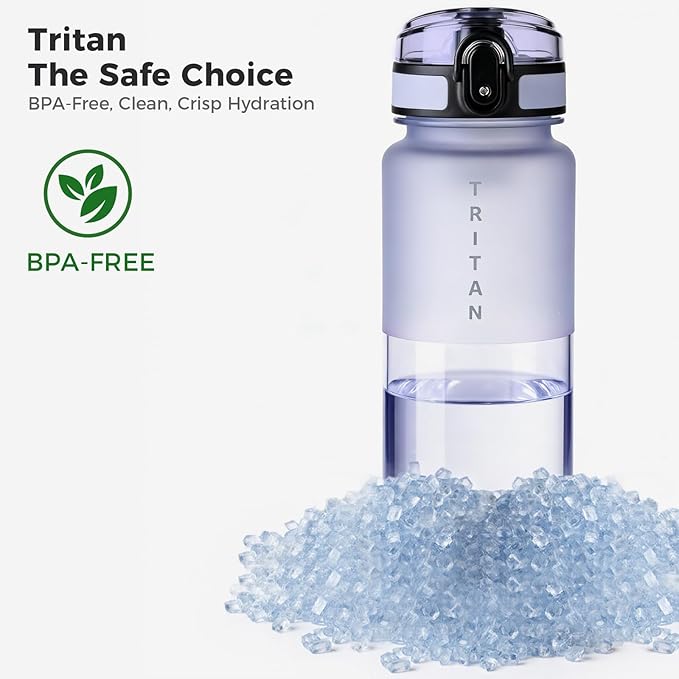 32oz Water Bottle with Chug Lid, Frosted & Clear Tritan BPA-Free, Leakproof, Wide Mouth, Portable Sports Water Bottle for Gym, Office, Travel, Outdoor (Lavender)
