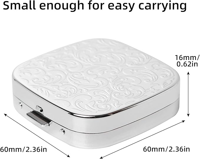 Simple Metal Portable Mini Medicine Box Storage Case (3 compartments Silver)
