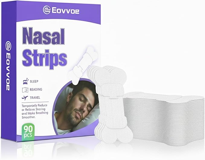 Nasal Strips for Snoring with Adjustable Fit – Extra Strength Nose Strips for Better Breathing, Strong All-Night Hold, Gentle on Sensitive Skin, 90 Count for Men & Women
