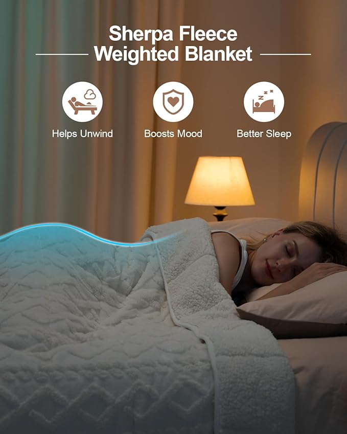 Super Fuzzy Soft Sherpa Fleece Weighted Blanket, 15 lbs Dual Sided Fluffy Heavy Weighted Blankets for Adults - No Bunching with Double Layers of Soft Inner Lining (48"x 72", 15 Pounds)