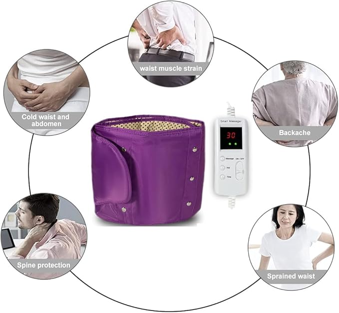 Electric Massager Sauna Belt 360 ° Whole Circle Heat Hot Belt Heating Massage Pad for Lower Back and Waist Pain Relief Deep Tissue,Body Shaper, Ab Workout (Purple)