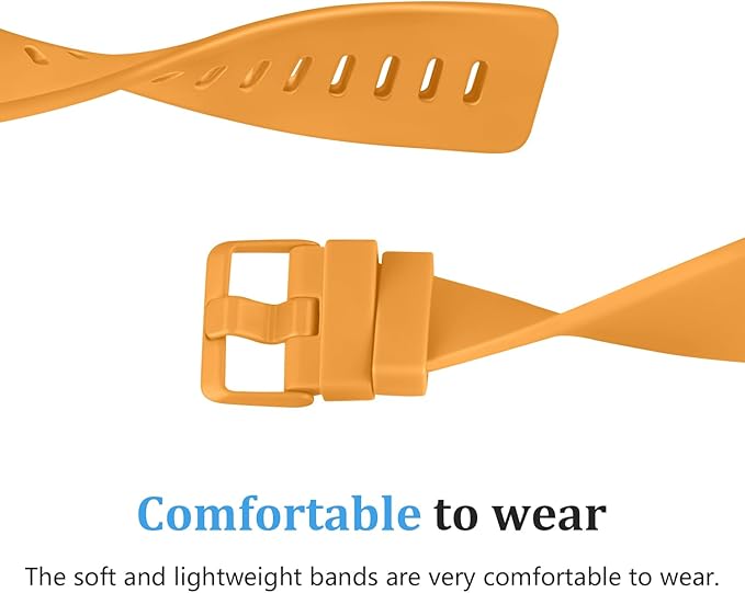 Mugust Sport Bands Compatible with Fitbit Versa 2 / Fitbit Versa/Versa Lite/Versa SE, Classic Soft Silicone Replacement Wristbands Straps for Fitbit Versa 2 Smart Watch Women Men (Large,Turmeric)
