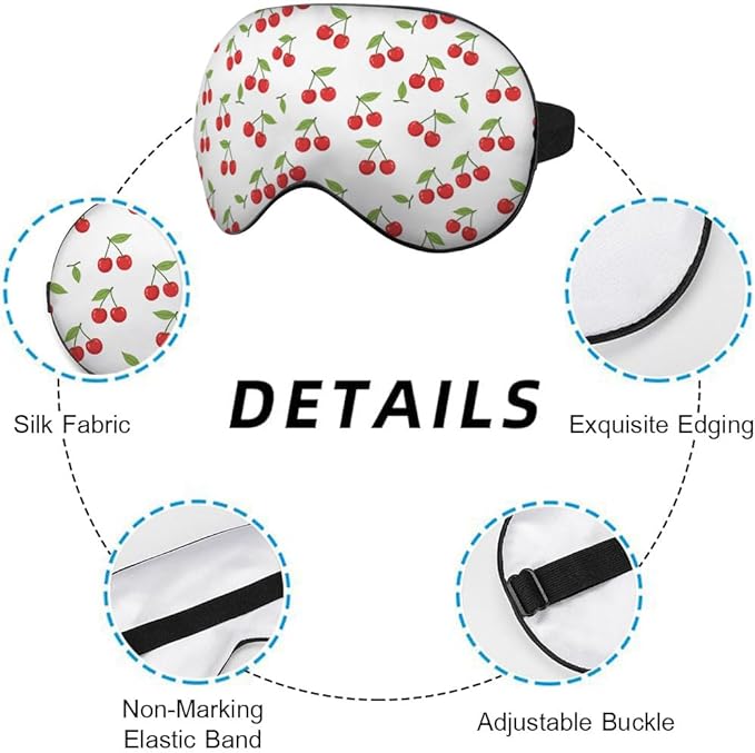 Red Cherries Eye Mask Sleeping Mask Lovely Ripe Cherry Sweet Fruit Sleep Masks Silky Soft Eye Cover for Women Men Shading Blindfold for Air Travel Sleeping
