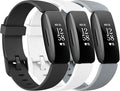 3 Pack Silicone Bands Compatible with Fitbit Inspire 2 Bands for Women Men, Adjustable Replacement Sport Wristbands Straps for Fitbit Inspire 2 / Ace 3 (Black/Gray/White)