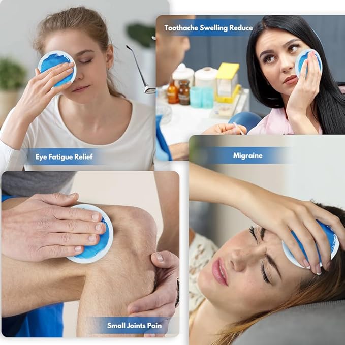 Soft Ice Pack/Small Ice Packs for Injuries Reusable, Small Round Gel Hot & Cold Compress (12 Pack) for Pain Relief, Toothache, Surgery Recovery - Soothing Gel with Sleeve - Blue