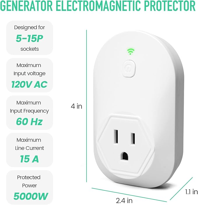 Haoguo Generator Electromagnetic Protector, EMP Protection, Plug Into The Socket of Inverter & Generator, Withstand Multiple High-Voltage Surges, for Home Backup, Emergencies, Grid outages