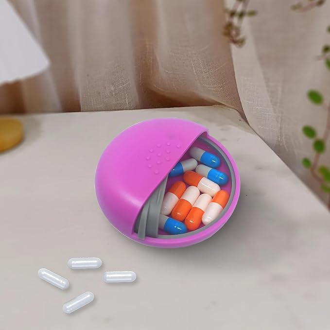 INVODA Travel Pill Organizer Cute Round Pill Box for Purse Compact Medicine Container for Pills, Fish Oil, Vitamins & Supplements (Rose Box)
