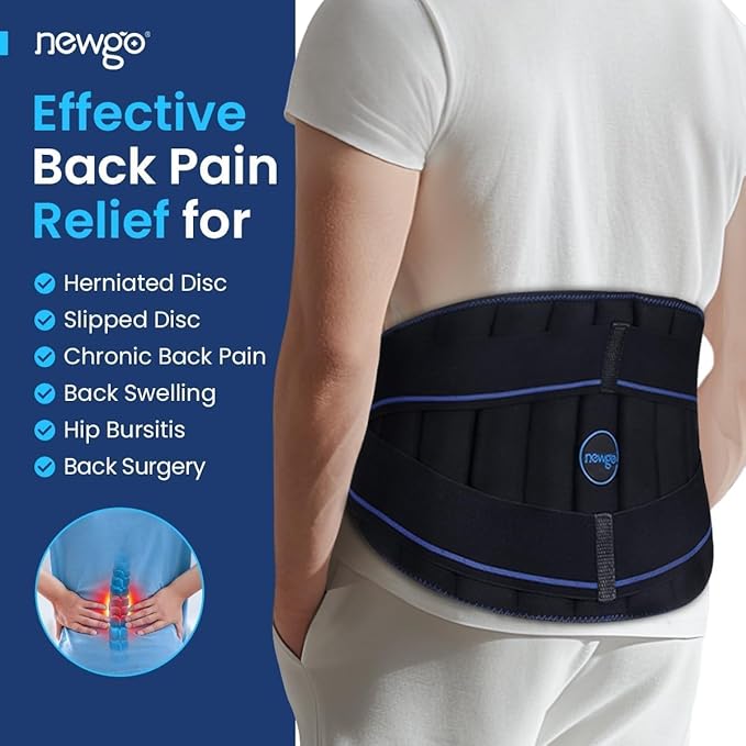 Long Coldness Ice Pack for Lower Back Pain Relief - 2 Hours Long-Lasting Cold Therapy - Flexible Back Wrap for Lumbar, Sciatica, Herniated Disc, Reusable Cold Ice Pack with Adjustable Straps
