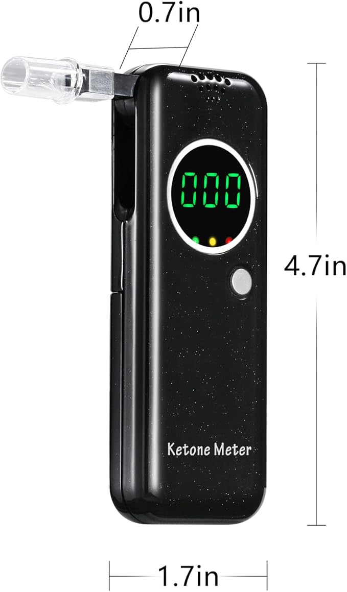 Professional Ketone Monitor Breath Analyzer for Precise Keto Tracking, High-Accuracy Ketosis Breath Tester with 10 Mouthpieces - Portable Ketone Breath Meter