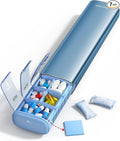 VAYDEER Metal Weekly Pill Organizer – Moisture-Proof Travel Pill Organizer with Built-in Desiccant Chamber and Airtight Lids – Large-Capacity Pill Box for Vitamins, Medicines & Supplements (Blue)