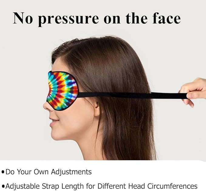Rainbow Color Eye Mask Sleeping Mask Tie Dye Swirl Sleep Masks Silky Soft Eye Cover for Women Men Shading Blindfold for Air Travel Sleeping