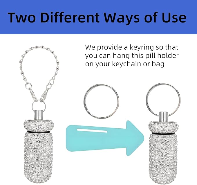 Pill Holder for Tumbler with Handle Bling Stanley Cup Accessories Pill Organizer for Stanley & YETI & Simple Modern & BrüMate (Silver)