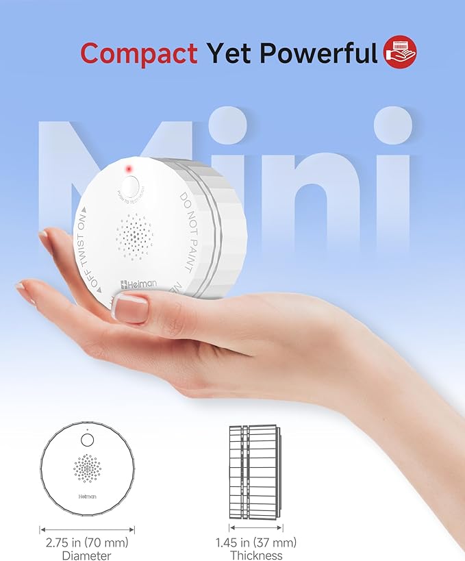 Heiman Smoke Detector, Interconnected Photoelectric Battery Operated Smoke Alarms, Ul 217 10th Certified, Wireless Interlinked Portable Mini for Home
