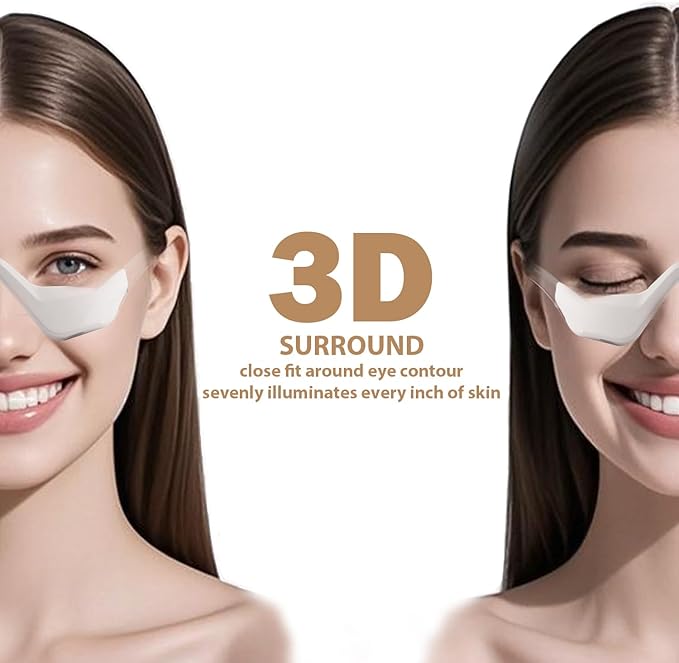 Under Eye Light Therapy Device, Red Light Therapy Glasses, 3 Modes Microcurrent Eye Massager, Red Light Eye Mask for Eye Bags Dark Circles Puffiness Wrinkles Fine Lines