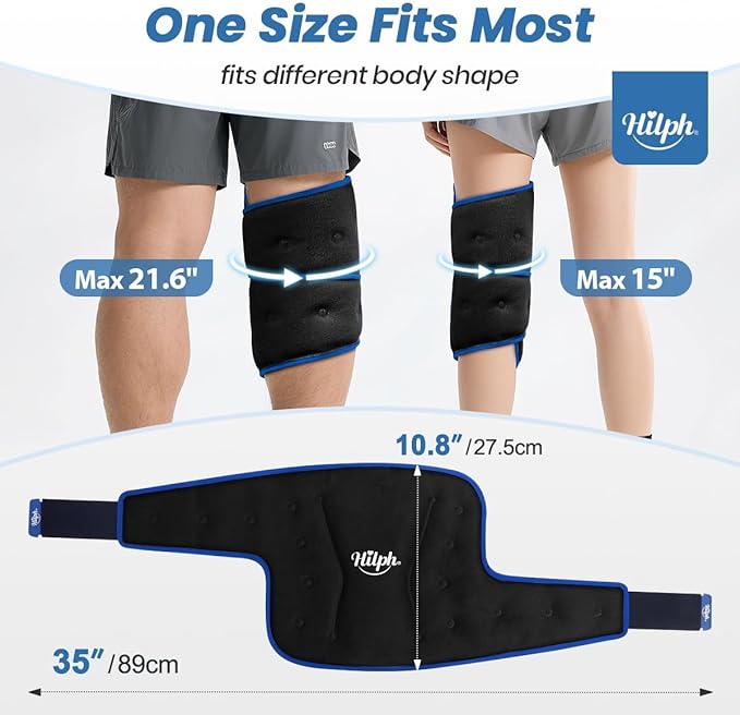 360° Full Coverage Knee Ice Pack Wrap for Post-Surgery Recovery - Bendable & Adjustable Hot Cold Therapy for Pain Relief, Swelling, Arthritis - Easy to Wear, Reusable Gel Pack for Men & Women, Black