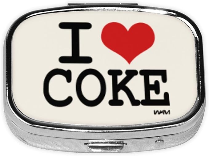 I Love Coke by WAM Square Mini Pill Case Travel Medicine Organizer Portable Compartments Metal Pill Box