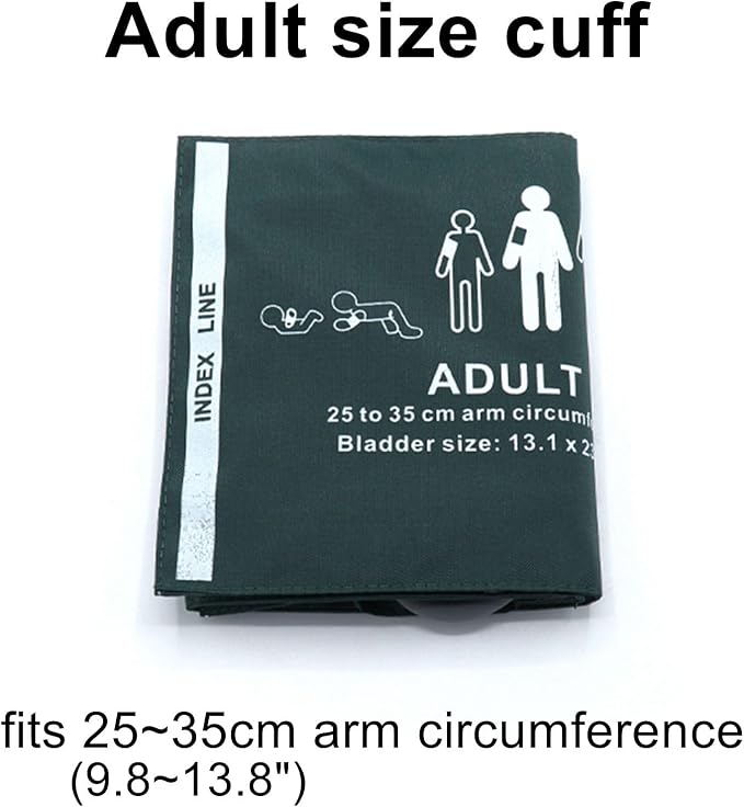 Universal NIBP Cuff with BP12 Connector for Adult, 25-35 cm Reusable Single Tube Nylon Replacement BP Cuff with Inner Airbag for Blood Pressure Monitor Machine