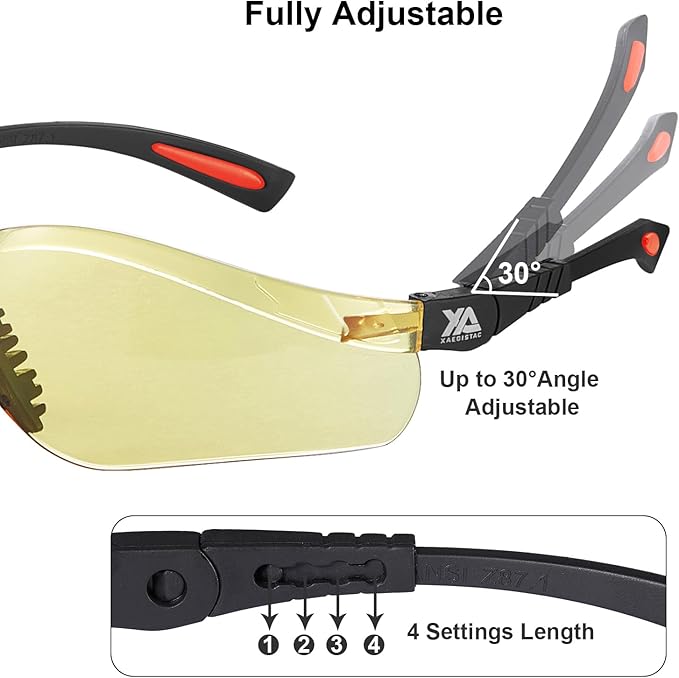 xaegistac Shooting Glasses Anti-fog Shooting Range Eye Protection, Adjustable Safety Glasses with Zipper Hard Case