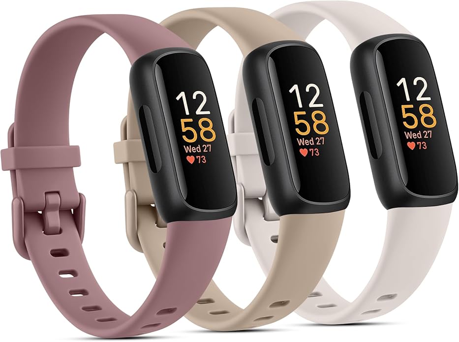 3 Pack Silicone Bands Compatible with Fitbit Inspire 3 Bands for Women Men, Adjustable Replacement Sport Wristbands Straps for Fitbit Inspire 3 Fitness Tracker