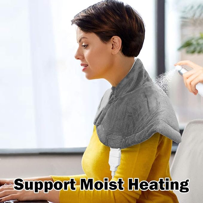 Heating Pad for Neck and Shoulder and Back,Weighted Electric Heated Wrap for Neck and Shoulder with 3 Heat Setting and Moist Heat .20 * 25, Auto Shut Off Electric Neck Heat Pad, Machine Washable