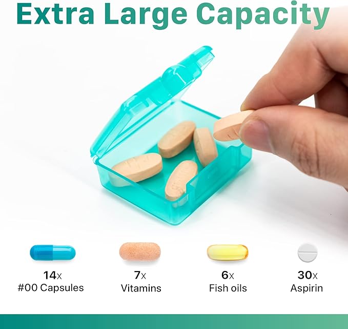 Sukuos Small Pill Box 3 pcs, Cute Travel Pill Case Daily Pill Organizer Portable for Pocket Purse for Vitamin Fish Oil Supplements, Easy to Clean