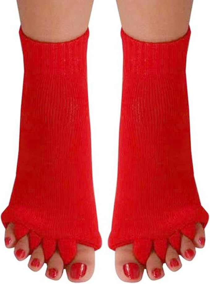 AIBEARTY 3 Pairs Yoga Sport Gym Five Toe Separator Socks Foot Massage Toeless Socks