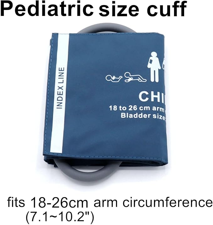 Universal NIBP Cuff with BP12 Connector for Child, 18-26 cm Reusable Single Tube PU Replacement BP Cuff with Inner Airbag for Blood Pressure Monitor Machine