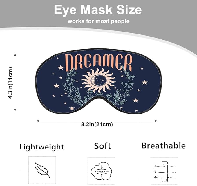 Dreamer Silk Sleep Mask with Adjustable Strap for Travel, Nap, Shift Work, Office - Dark Blue