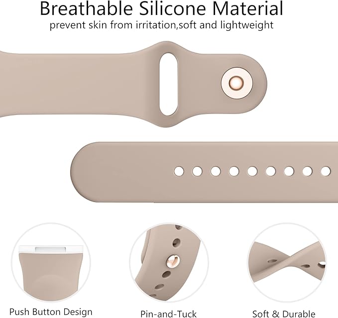 AK Silicone Bands Compatible with Fitbit Versa 4 & Sense 2, Soft Straps Replacement Wristbands for Fitbit Versa 3 & 4 / Sense & 2 Smart Watch (Milk Tea)