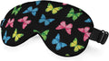Rainbow Butterfly Sleep Mask Eye Mask Black Blue Pink Purple Butterfly Sleep Mask Light Blocking Adjustable Smooth Soft Eye Masks for Women Deep Rest Travel
