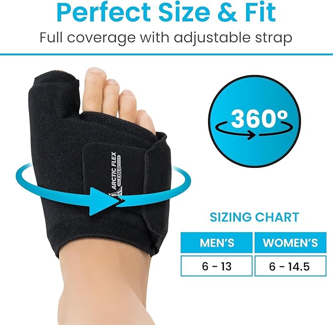 Arctic Flex Foot Ice Pack (Pair) Toe Wrap for Bunion, Plantar Fasciitis, Hallux Valgus, Gout, Swelling & Injuries - Cold & Heat Gel Therapy for Joint Pain Relief & Feet Recovery - Reusable Compression