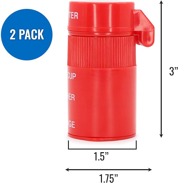HealthSmart 2 Pack - 4-in-1 Pill Cutter, Crusher & Storage with Drinking Cup, Portable Medication Organizer for Travel, Seniors, Splitter, Pill Box for Small and Tiny to Large Pills – Multi-Tool