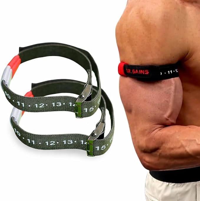 Premium Nylon & Metal Buckle BFR Bands | Blood Flow Restriction Bands for Occlusion Training Weight Lifting (Arms)