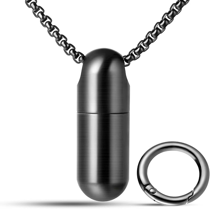 TISUR Keychain Pill Holder, Titanium Pill Case Small Pill Organizer Waterproof Pill Box, EDC Portable Pill Container Metal Tube for Travel Purse Outdoor