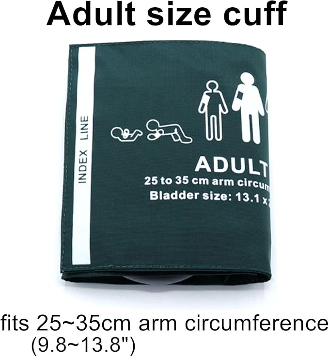 Universal NIBP Cuff with BP12 Connector for Adult, 25-35 cm Reusable Dual Tube Nylon Replacement BP Cuff with Inner Airbag for Blood Pressure Monitor Machine