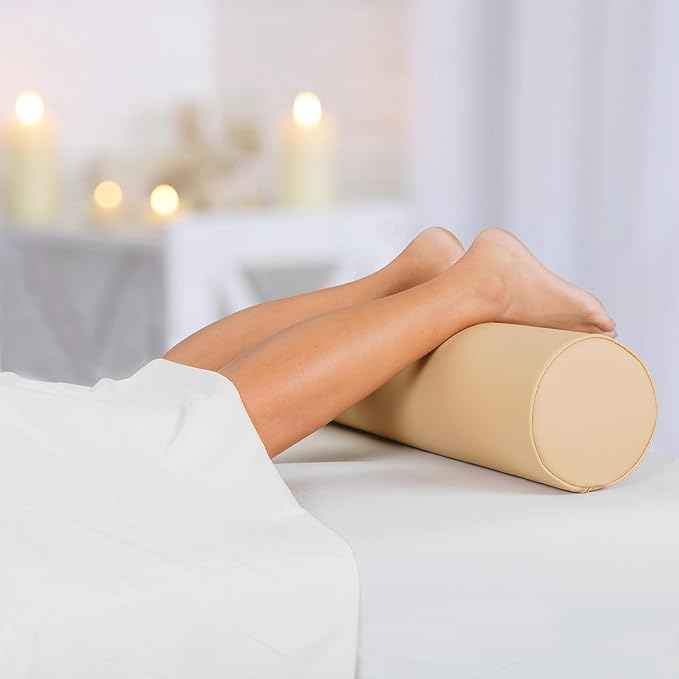 EarthLite Massage Bolster Pillow Full Round – Durable, Easy to Clean 100% PU Upholstery incl. Strap Handle/Professional Quality CFC-Free/Back Pain Relief