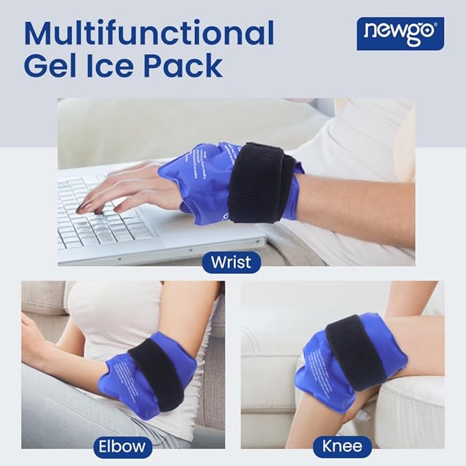 NEWGO Ankle Ice Pack Wrap for Sprained Relief, Ice Pack for Ankle Inuries Reusable, Cold Therapy for Ankles Swelling, Post Surgery Recovery - Blue
