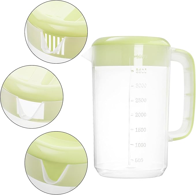Jucoan 2 Pack 1 Gallon Plastic Pitcher with Lid, Clear Ice Tea Pitcher for Fridge, Large Water Carafe Jug Beverage Pitcher with 3 Position Pour Spout Lid, Handle,Scale for Home, Party