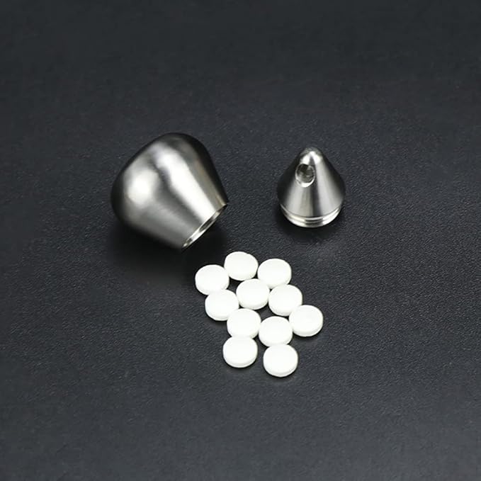 Keychain Pill Holder Titanium Waterproof Pill Case Water Droplet Portable Pocket Pill Box Container EDC Fob Organizer for Travel Daily (Fat)