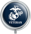 Veteran USMC Marine Corps White on Blue Officially Licensed Pill Case Trinket Gift Box