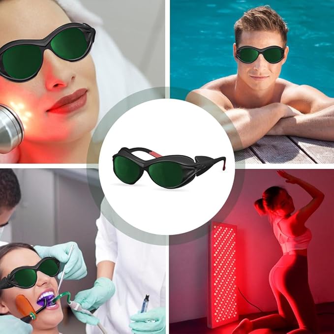 mozeeda Red Light Therapy Glasses, Laser Hair Removal Glasses, IPL Laser Safety Glasses 190-450nm&560-2000nm, Eyes Protection for Tanning Goggles and Red Light Therapy