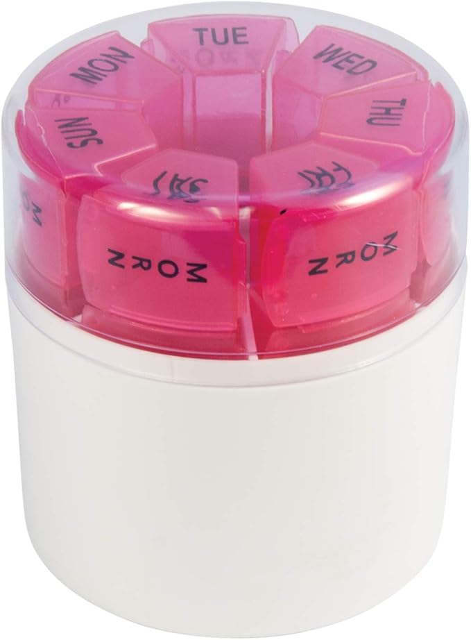 Apex Pill Container Desktop Pill Organizer A Compact Pill Planner with 4 Times a Day Pill Removable Compartments Assorted Colors, White and Blue, 1 Count