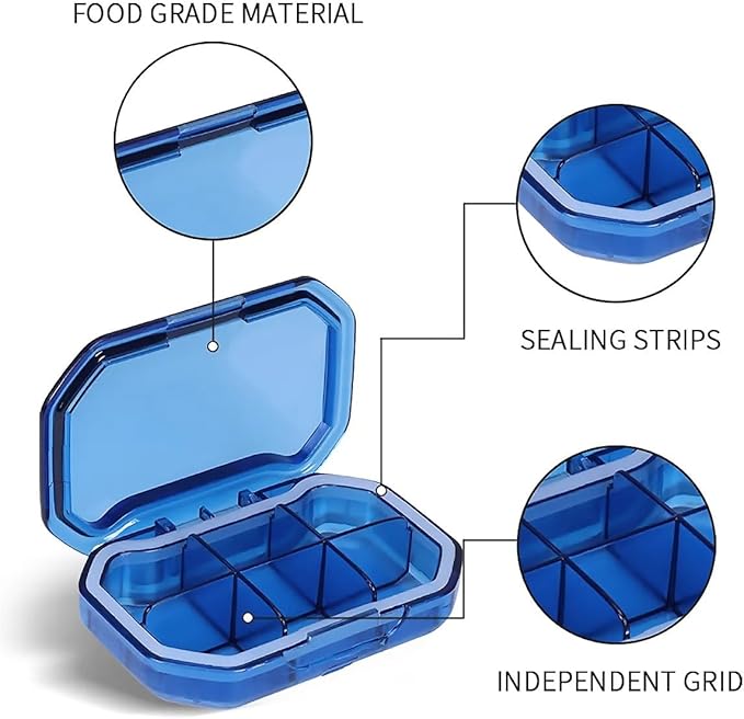 This Portable Watercolor Wildflower Pattern 6-Compartment Pillbox Can Be Placed in A Pocket Or Wallet to Store Vitamins, Medicines Fish Oil Health Supplements Other Medications.