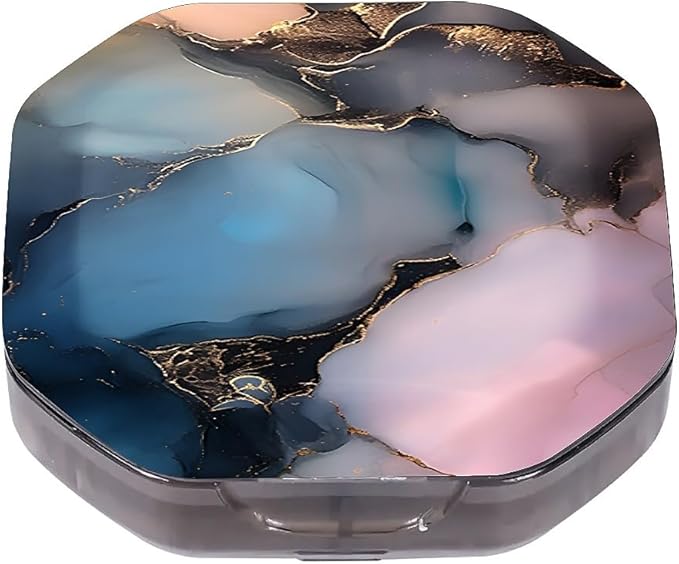 This Portable Abstract Marble Pattern 4 Compartment Pill Box Can Be Placed in A Pocket Or Wallet to Store Vitamins, Medicines Health Supplements Other Medications.