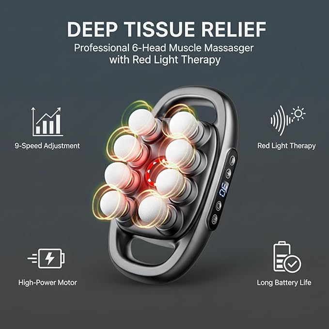 8 Head Massage Gun Deep Tissue, Multi Head Massager with 3 Modes & 30 Intensity Levels, Back Massager for Neck Shoulder Muscle Recovery, Portable Hand Massager Gift for Women & Men (White)