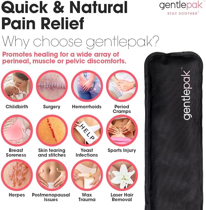 Gentlepak Reusable Perineal Ice & Heat Paks with Washable Sleeves for Postpartum, Pregnancy & Hemorrhoid Pain Relief, Multi Use Kids, Muscle, Vaginal Discomfort (2-Pack Tube)