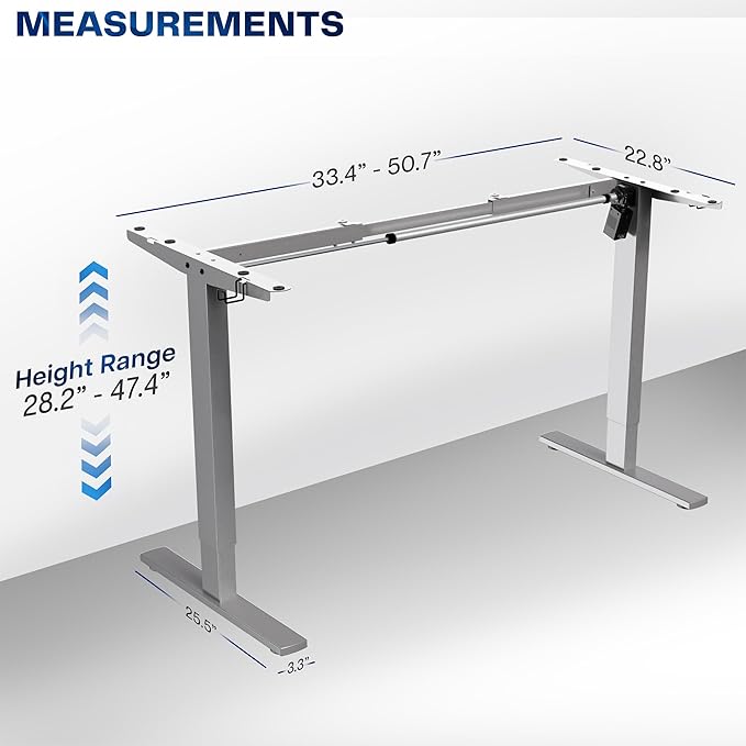 VIVO Electric Stand Up Desk Frame Workstation, Frame Only with 220 lbs Capacity, Brushless Motor Standing Height Adjustable Legs with Memory Controller, Gray, DESK-V100EGY
